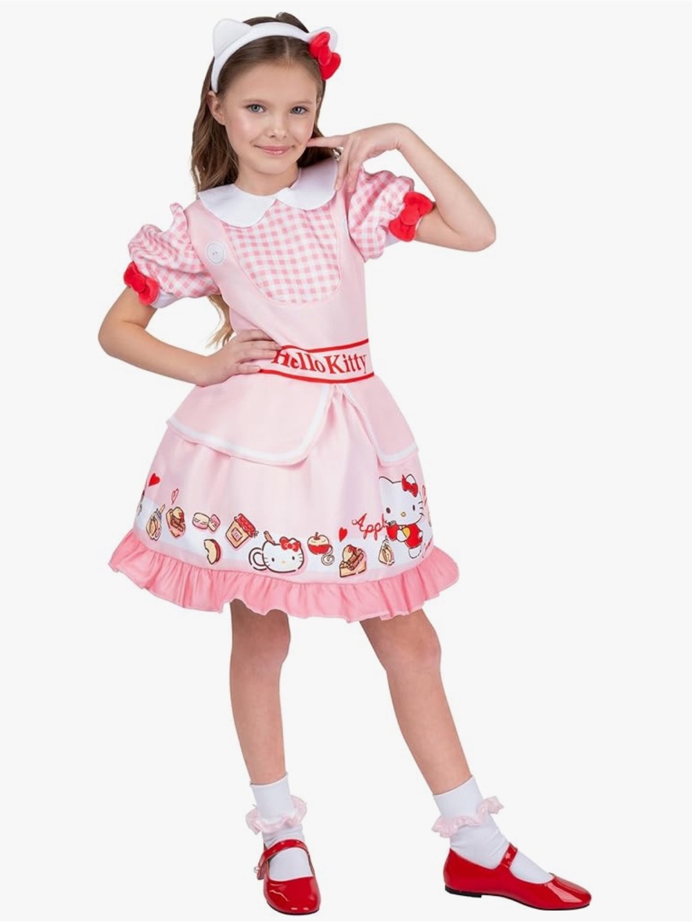 NWT Hello Kitty Pink and White Dress Costume with Headband